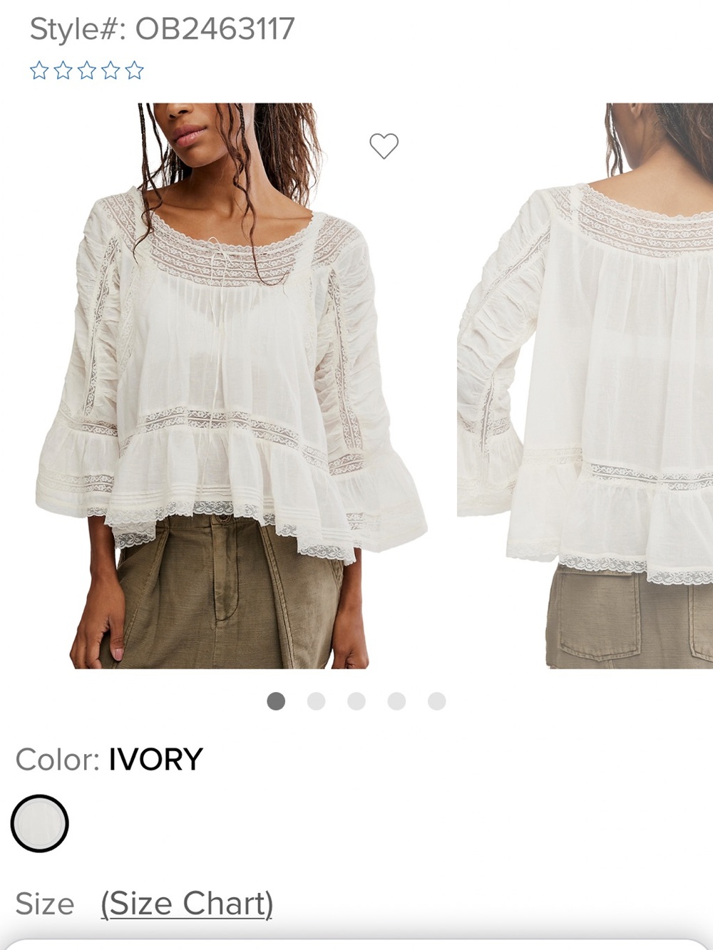 Free People Ivory Crochet-Trim Peasant Tunic